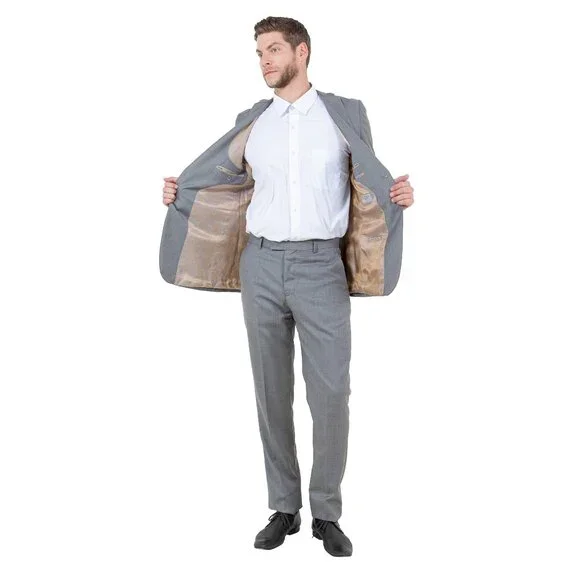 Sharkskin Slim Fit Mens 2-Piece Suit, Grey